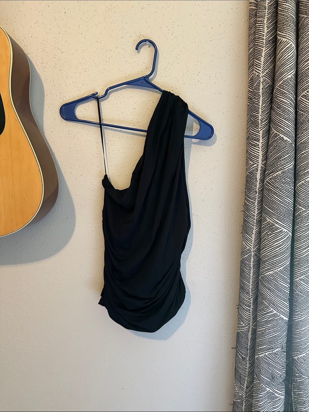 Abercrombie & Fitch Black One-Shoulder Draped Top